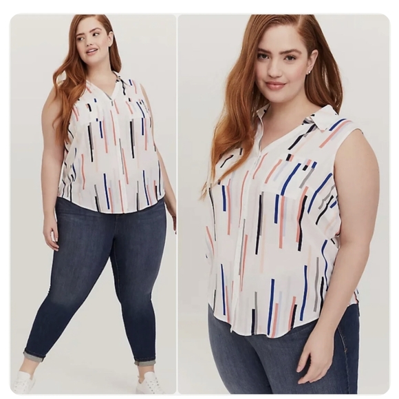 Torrid Madison Georgette Button Up Tank - Picture 2 of 4